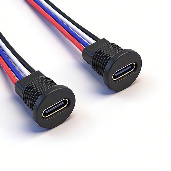 防水TYPE-C母座 四芯线 L=15.8 圆形螺纹 不带螺母