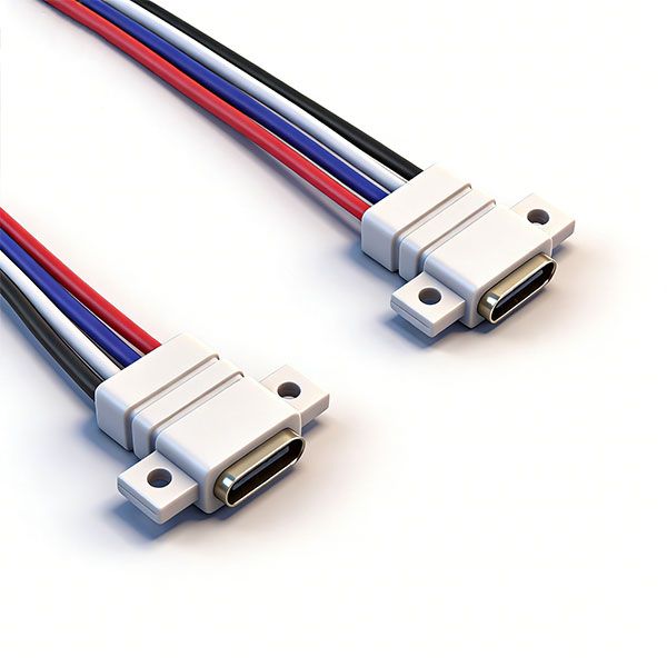 防水TYPE-C母座 四芯线 L=15.5 带横锁孔 白色