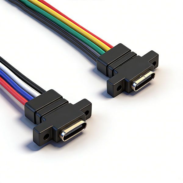 防水TYPE-C母座 六芯线 L=15.5 带立锁孔