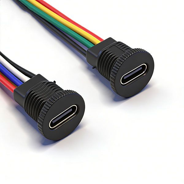 防水TC母座 六芯线 L=15.8 圆形螺纹 不带螺母