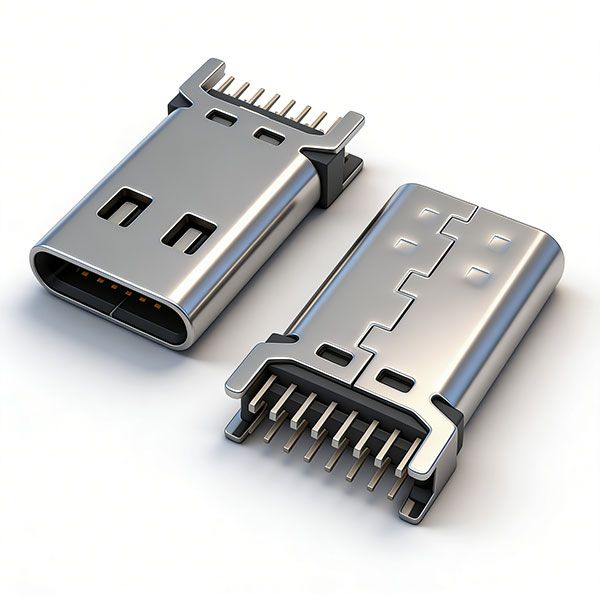 TC母座16P 立插 L=13.7 三模 带中夹片 有弹