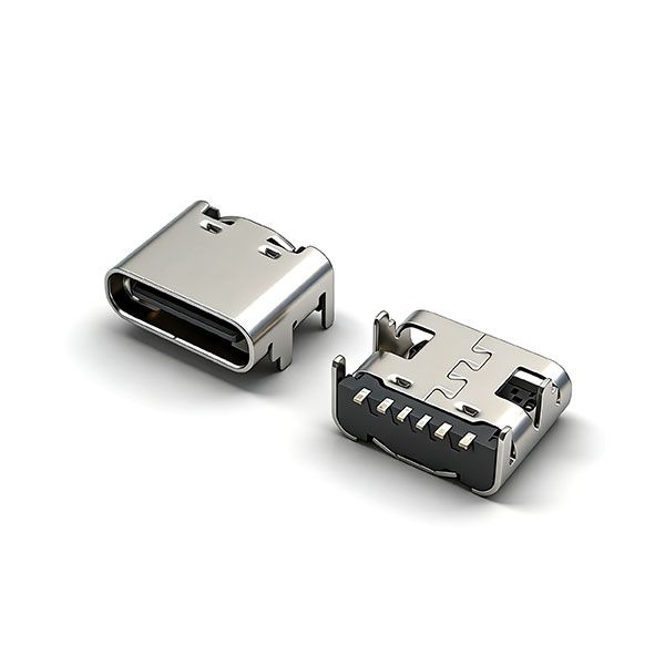 TC母座6P 四脚插板SMT L=6.8 B款 三模 无弹