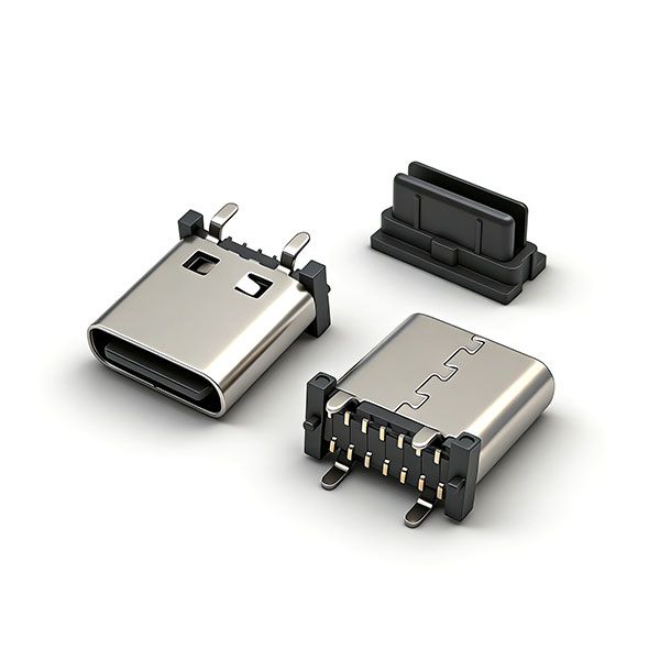 TC母座14P 立贴 L=9.3 A款 舌片外露 小脚 三模 有柱 无弹