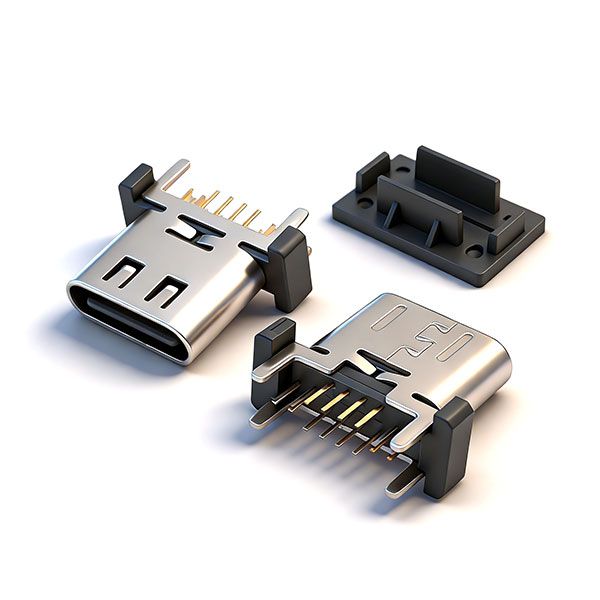 TC母座16P 立插 L=8.8 A款 带凸筋 三模 无柱 有弹