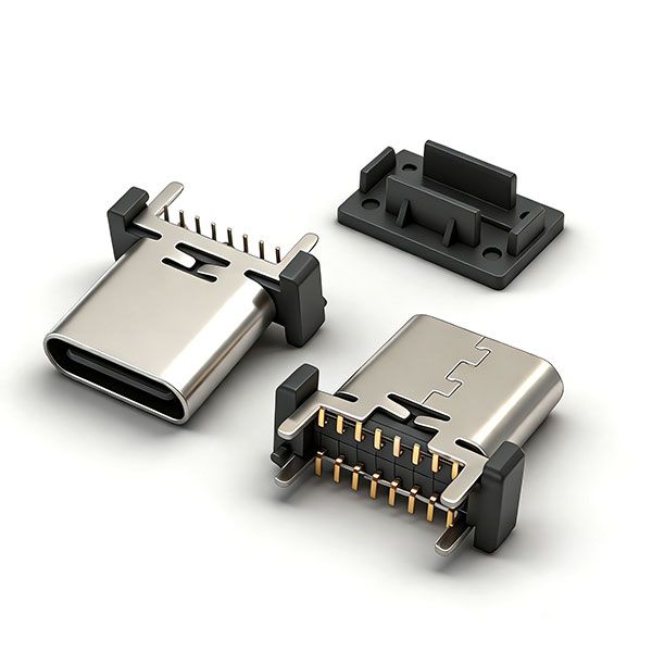 TC母座16P 立贴 L=10.0 A款 三模 有柱 无弹