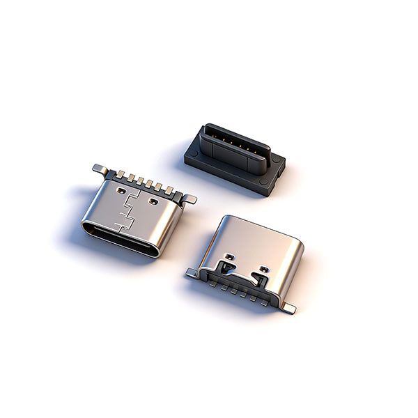 TC母座6P 后两脚贴板SMT L=6.5 二代 无柱 无弹