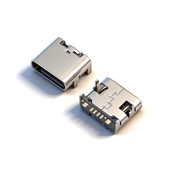 TC母座6P 四脚插板SMT L=7.35 带数据 有柱 无弹